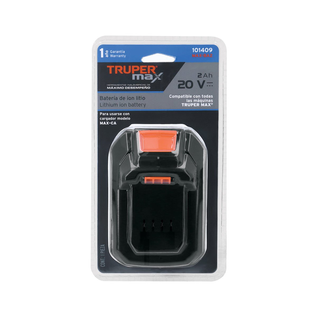 Batería ion litio, 20V, 2 Ah, TRUPER MAX — foto oficial 2