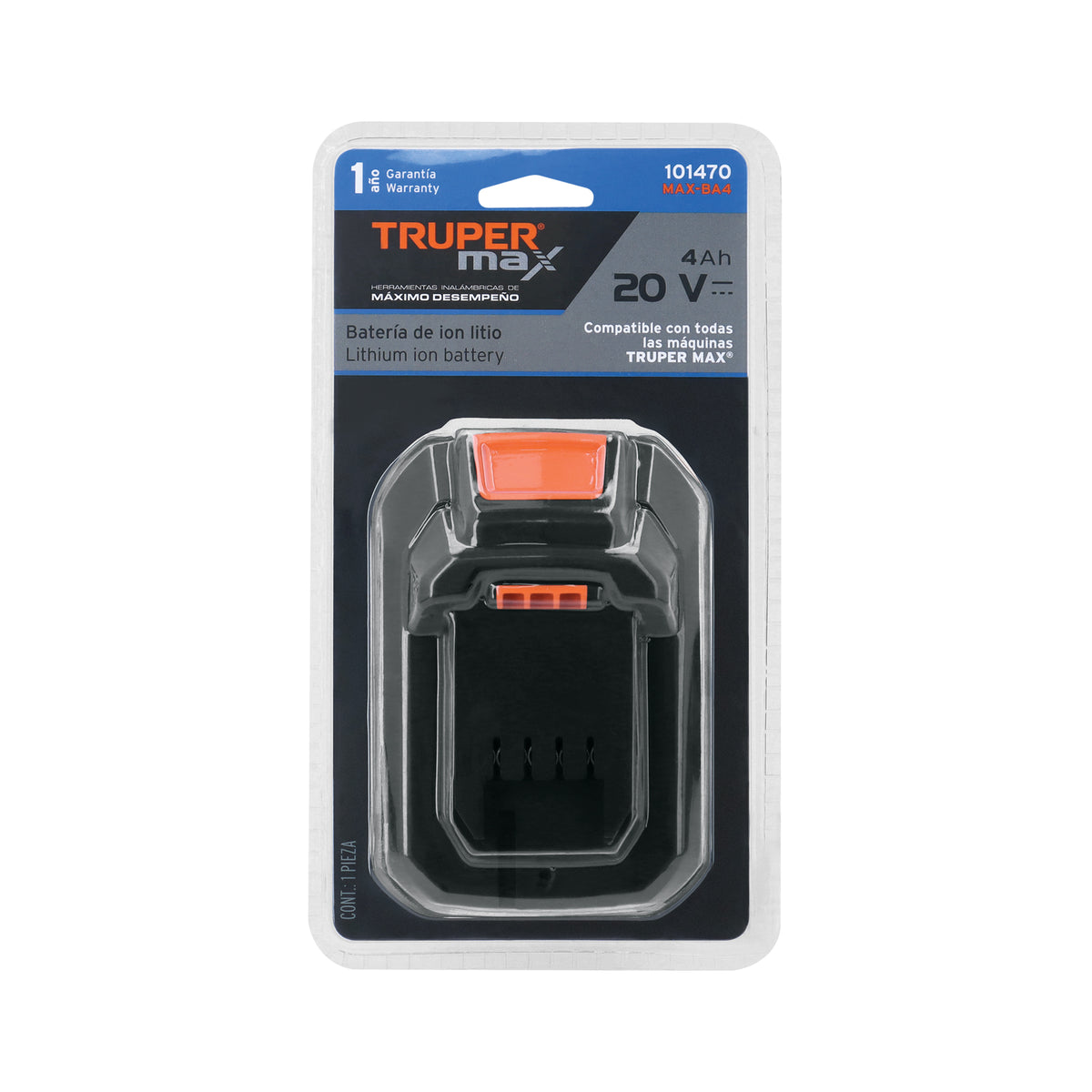 Batería ion litio, 20V, 4 Ah, TRUPER MAX — foto oficial 2