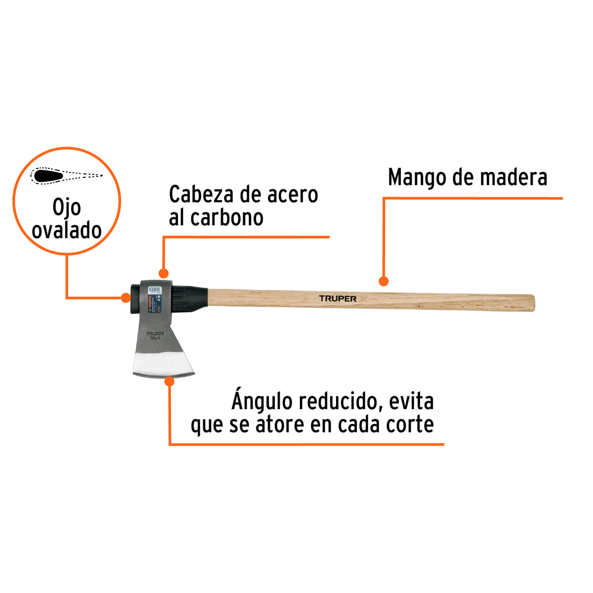 Hacha media labor 4 lb, mango de madera 36', TRUPER, Truper, SKU 102984 — vista 3