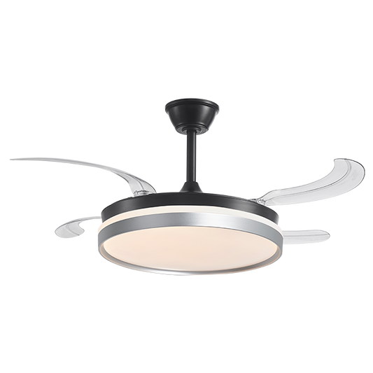 VENTILADOR 39.3´ RETRACTIL NEGRO CON PLATEADO 70W CCT MULTI TEMPERATURA TECNOLED ML-FAN-IV409C