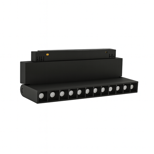 LÁMPARA RIEL MAGNÉTICO NEGRO 12W 1,100LM 30K LUZ CÁLIDA TECNOLED ML-MGTR-FLL12WBC