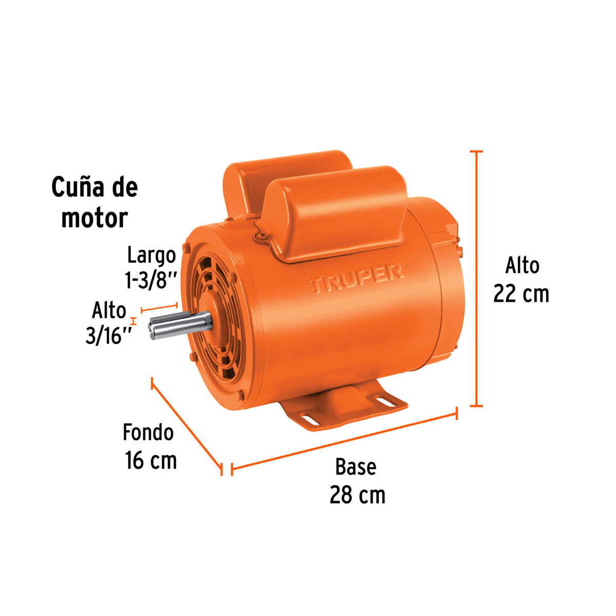 Motor eléctrico monofásico de 1 HP, baja velocidad, TRUPER, Truper, SKU 102305 — vista 3
