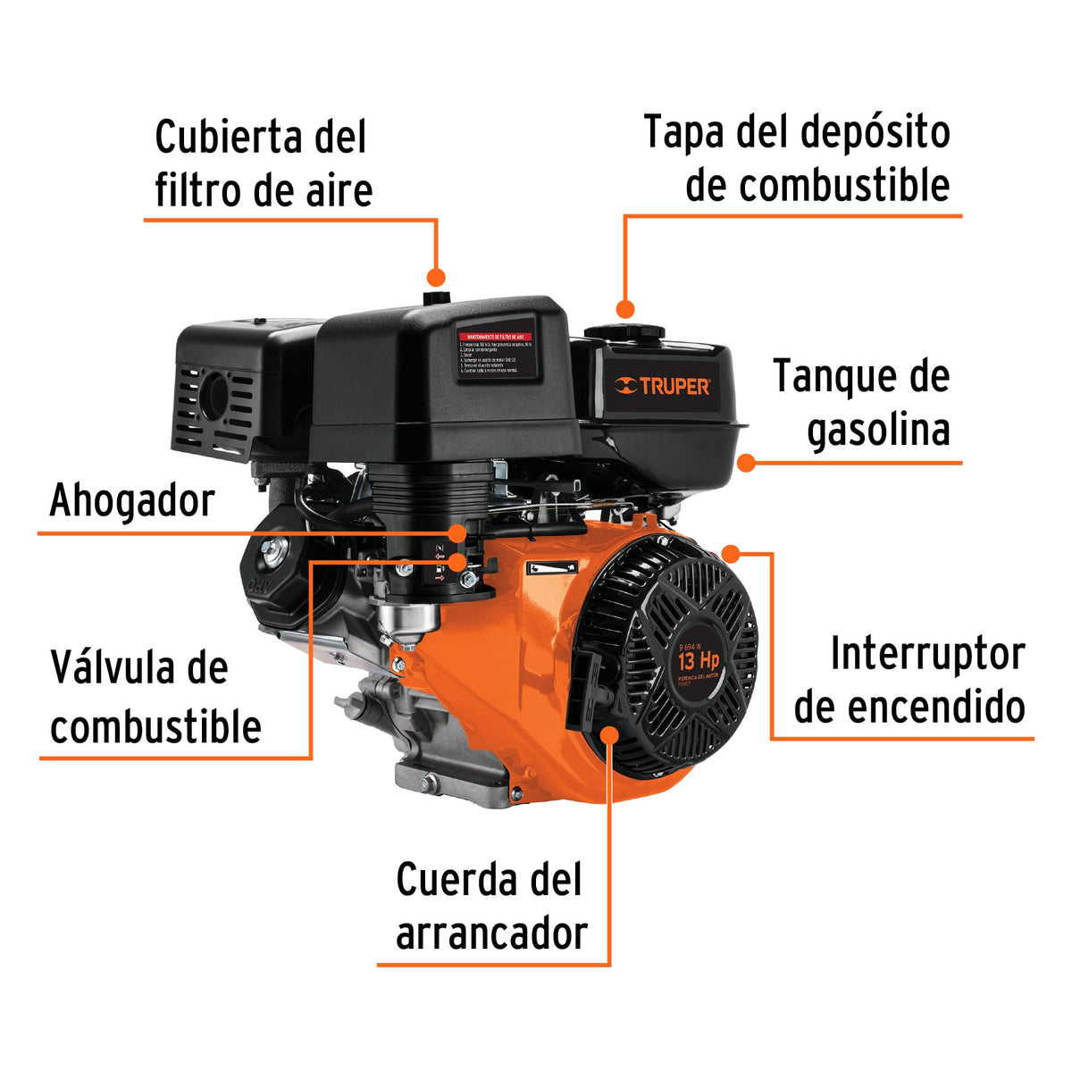 Motor a gasolina 13HP, TRUPER, Truper, SKU 101329 — vista 3