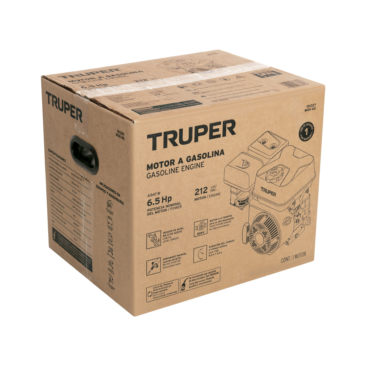 Motor a gasolina 6.5HP, TRUPER, Truper, SKU 101327 — vista 2