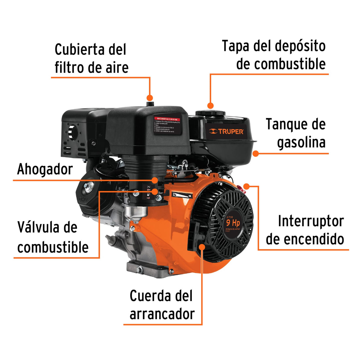 Motor a gasolina 9HP, TRUPER, Truper, SKU 101328 — vista 3