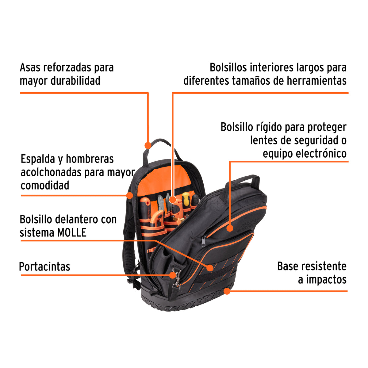Mochila portaherramientas, 33 compartimientos, TRUPER EXPERT, Expert, SKU 101281 — vista 3
