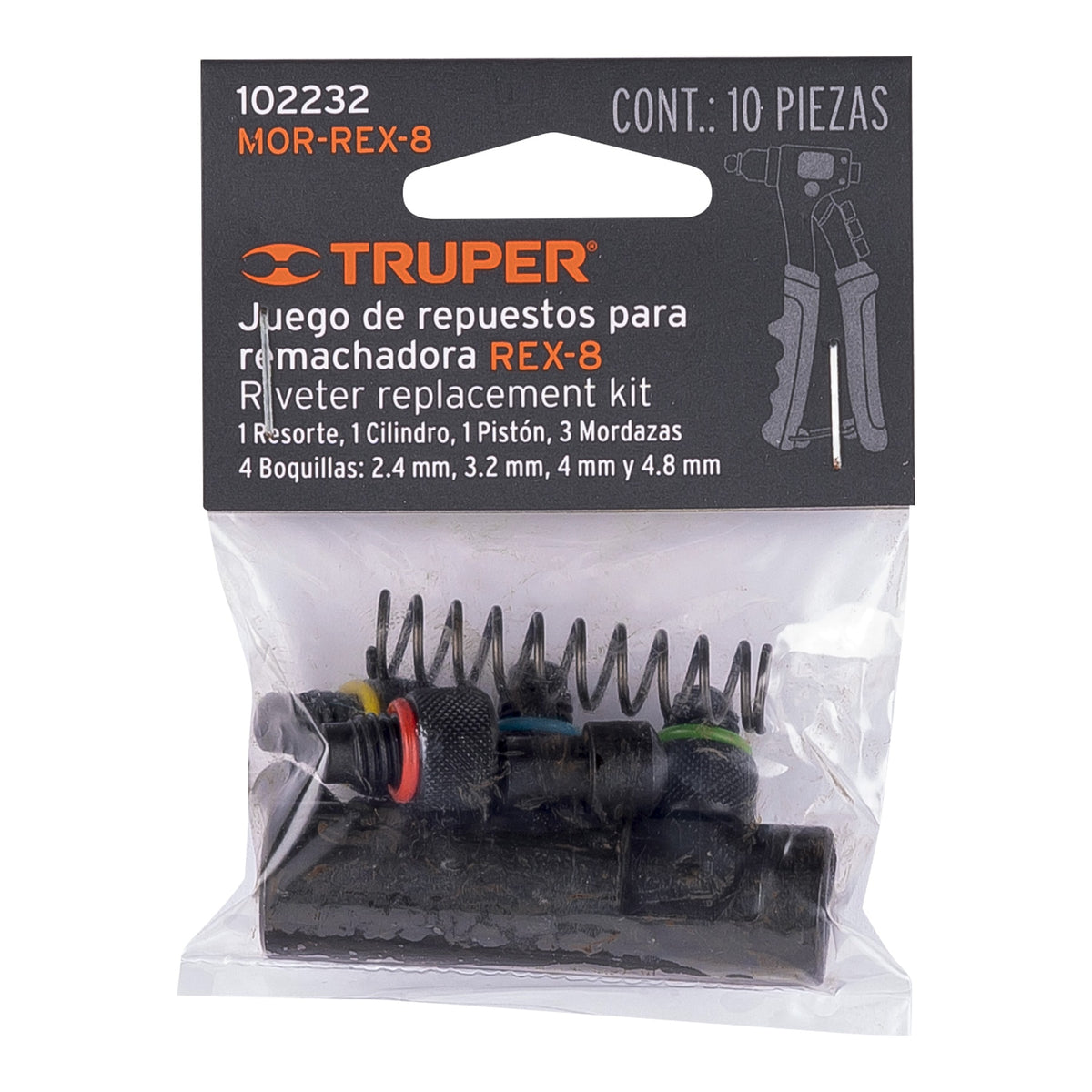 Kit de refacciones y mordazas para remachadora REX-8, TRUPER — foto oficial 2