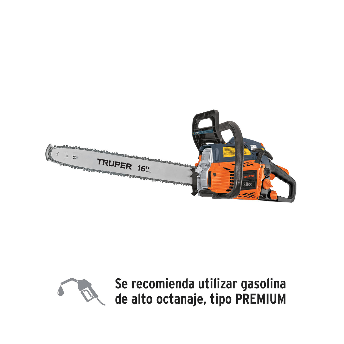 Motosierra 38 cc a gasolina con barra de 16' TRUPER — foto oficial 1