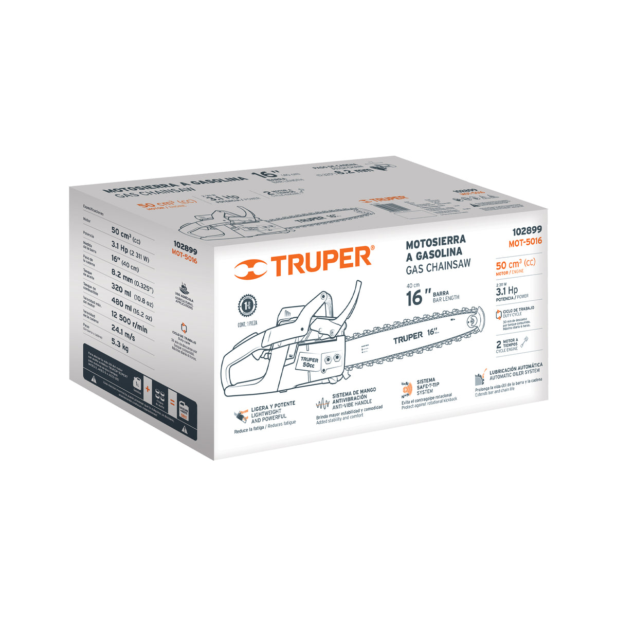Motosierra 50 cc a gasolina con barra de 16', TRUPER, Truper, SKU 102899 — vista 2