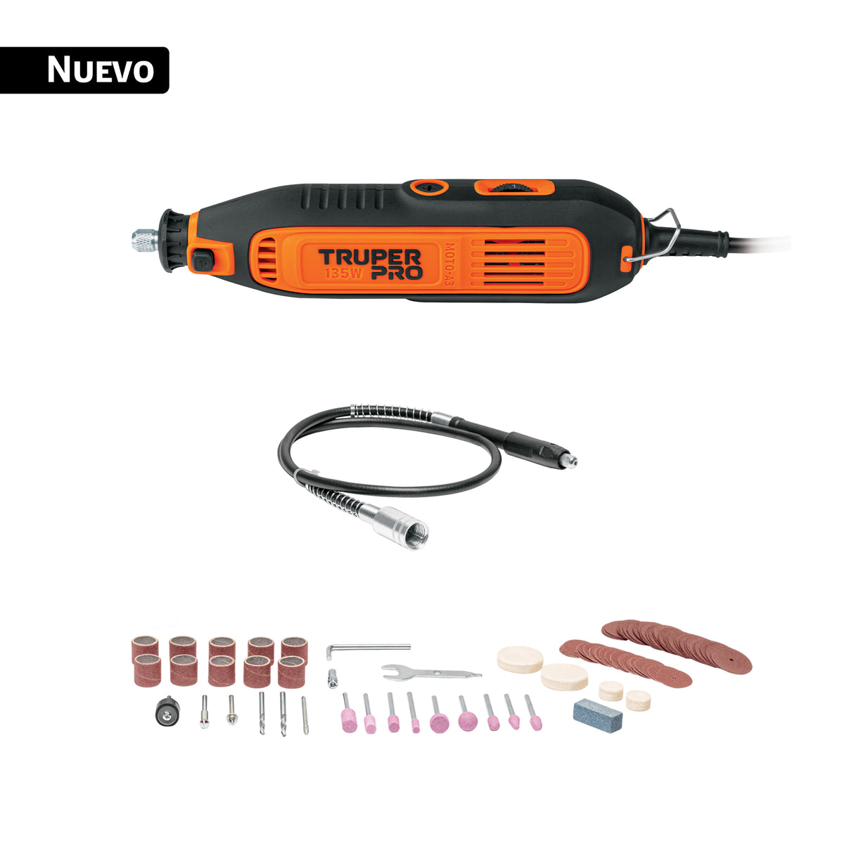 Herramienta rotativa 135W con 97 accesorios, TRUPER PRO, Truper, SKU 103580
