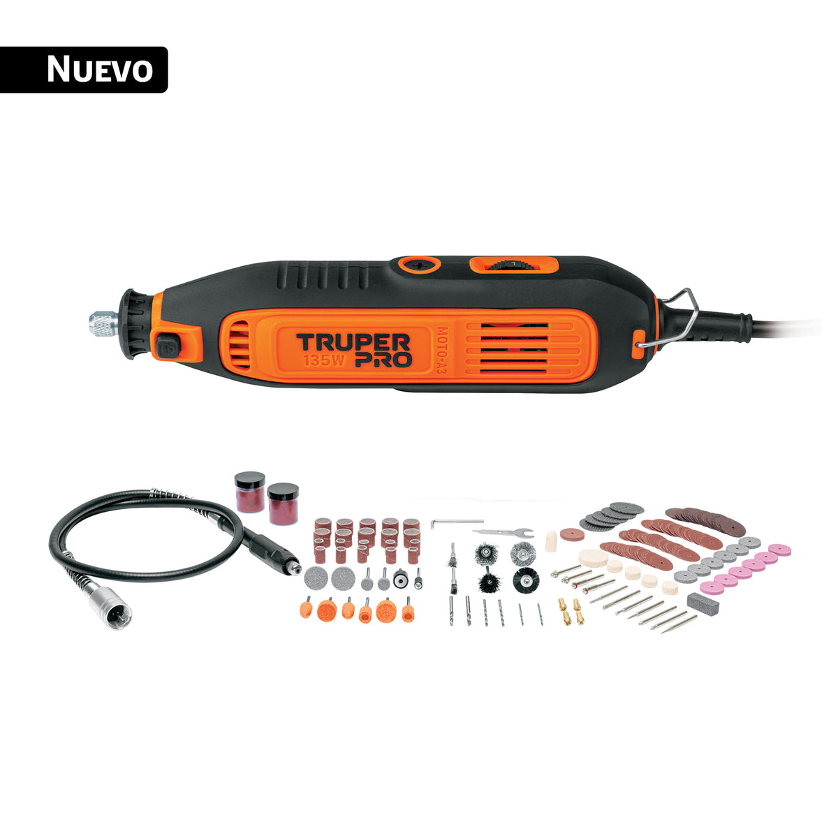 Herramienta rotativa 135W con 211 accesorios, TRUPER PRO, Truper, SKU 103581