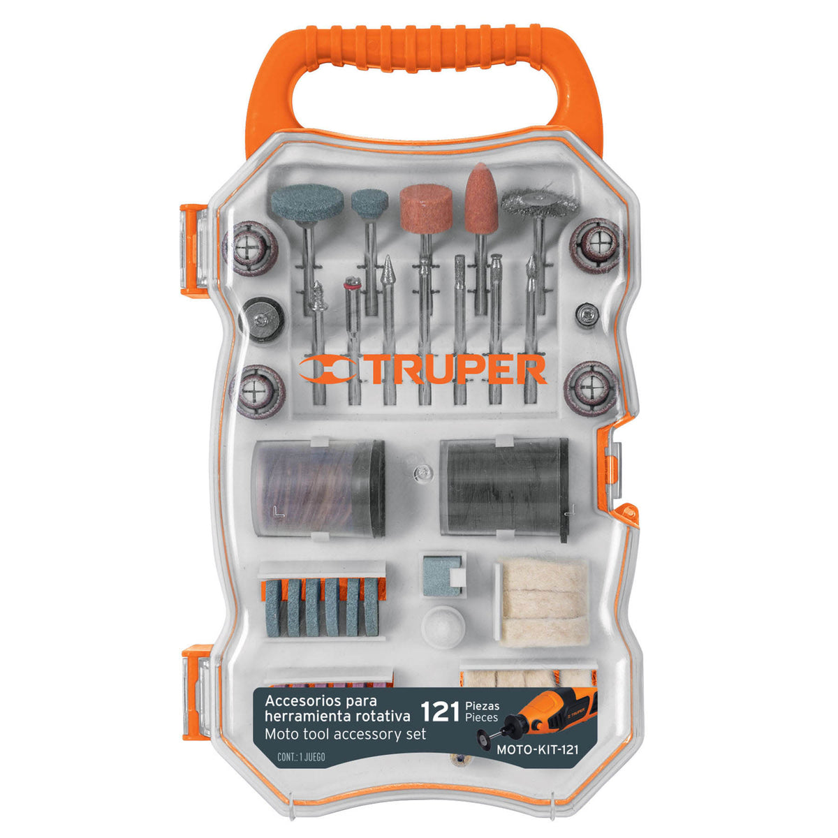 Kit accesorios para herramienta rotativa, 121 piezas, TRUPER — foto oficial 2