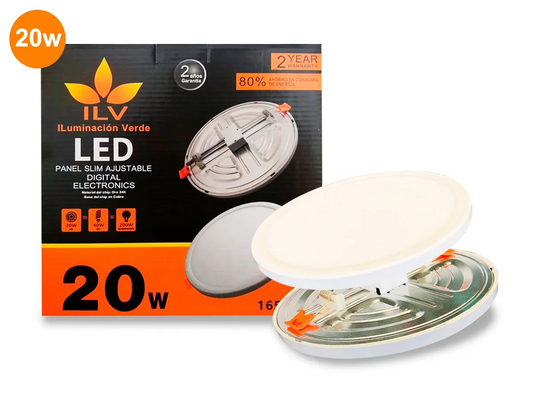 PANEL LED SLIM LUZ FRÍA AJUSTABLE 20W 85-265V 1800LM 65K