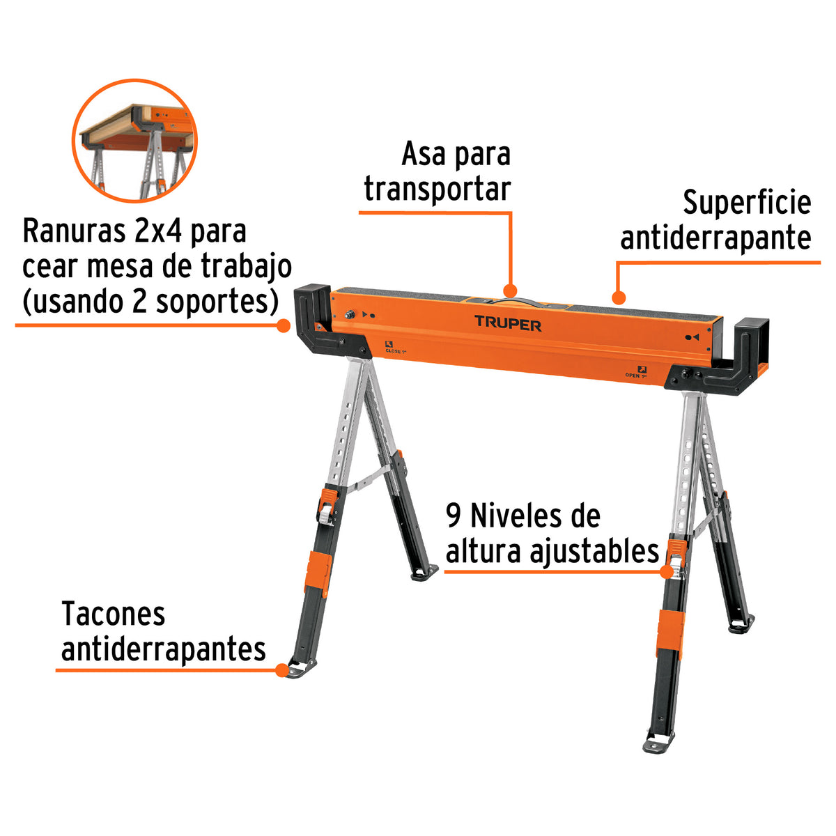 Caballete de trabajo plegable (burro), TRUPER, Truper, SKU 103301 — vista 3