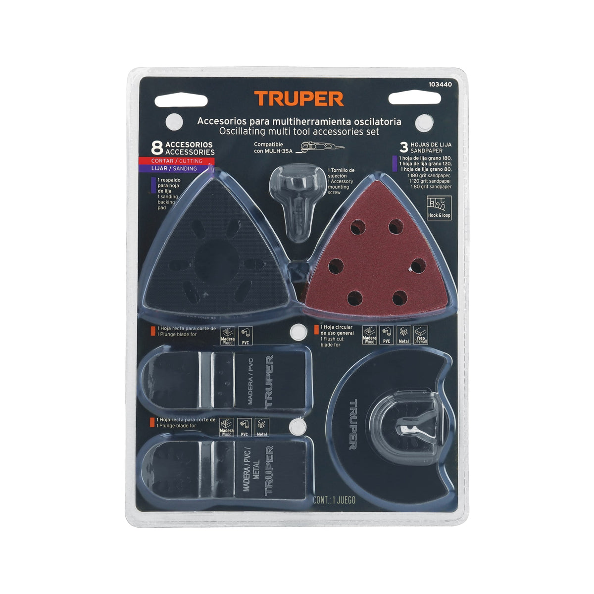 Kit con 8 accesorios para multiherramienta oscilante, TRUPER — foto oficial 2