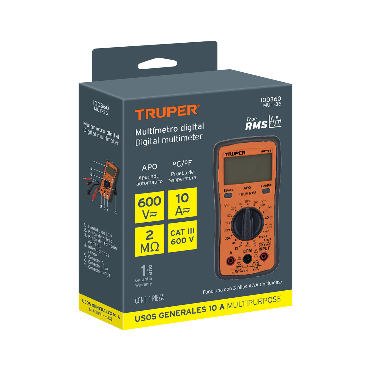 Multímetro digital profesional, TRUPER, Truper, SKU 100360 — vista 2