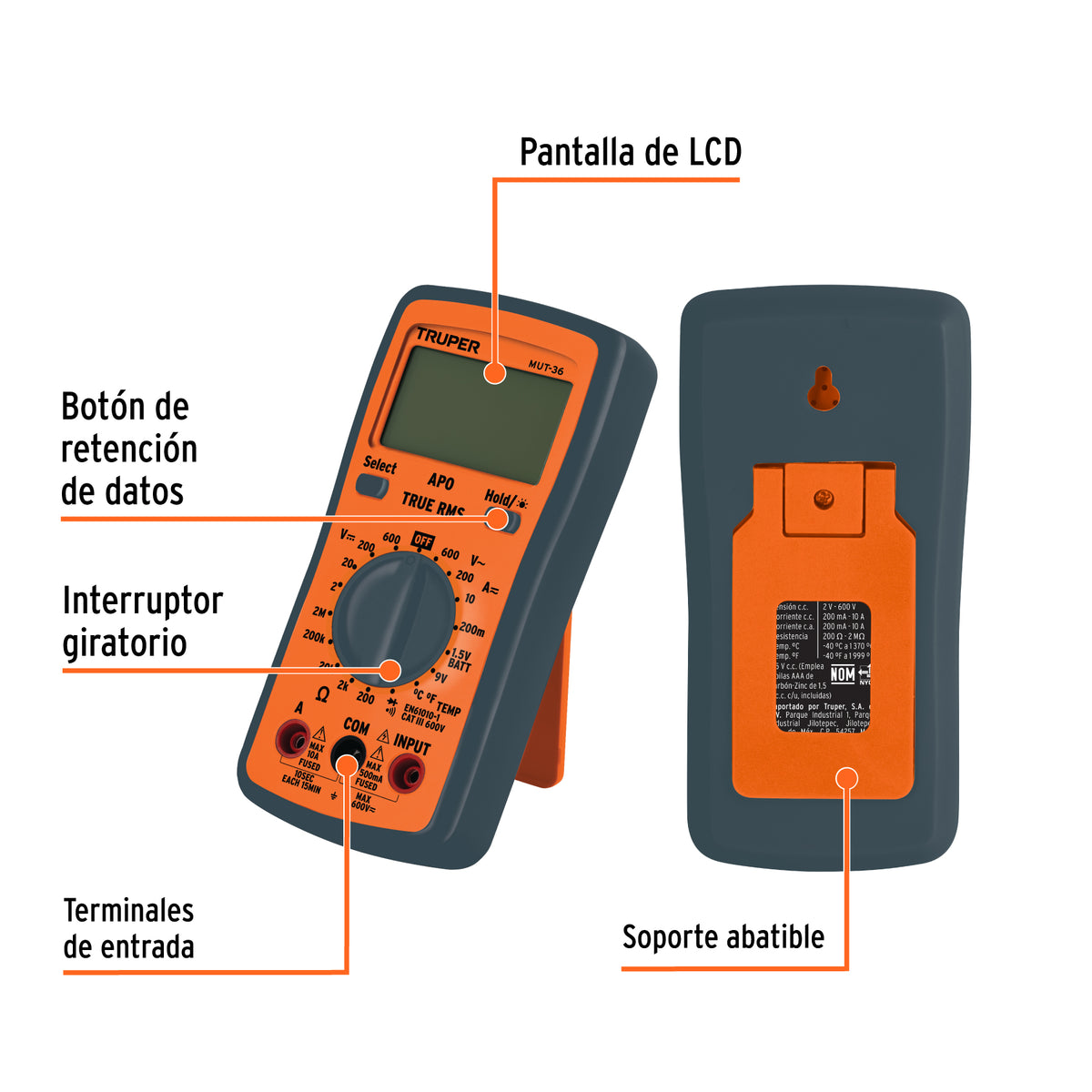 Multímetro digital profesional, TRUPER, Truper, SKU 100360 — vista 3