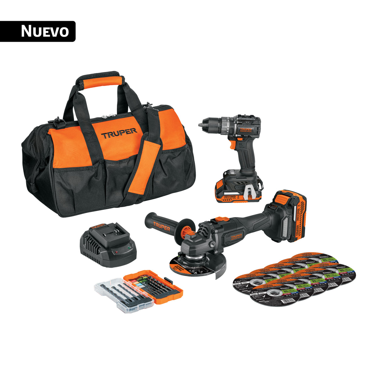 Combo rotomartillo/destornillador + esmeriladora, 20 V, IND — foto oficial 1