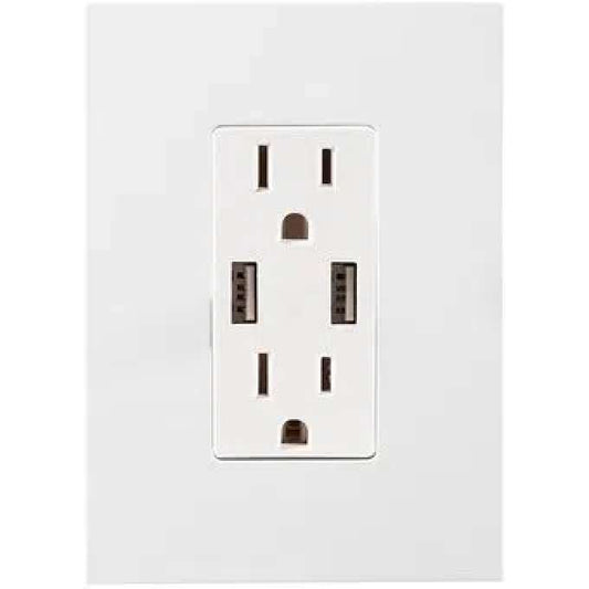CONTACTO CON 2 PUERTOS USB Y TAPA BLANCA