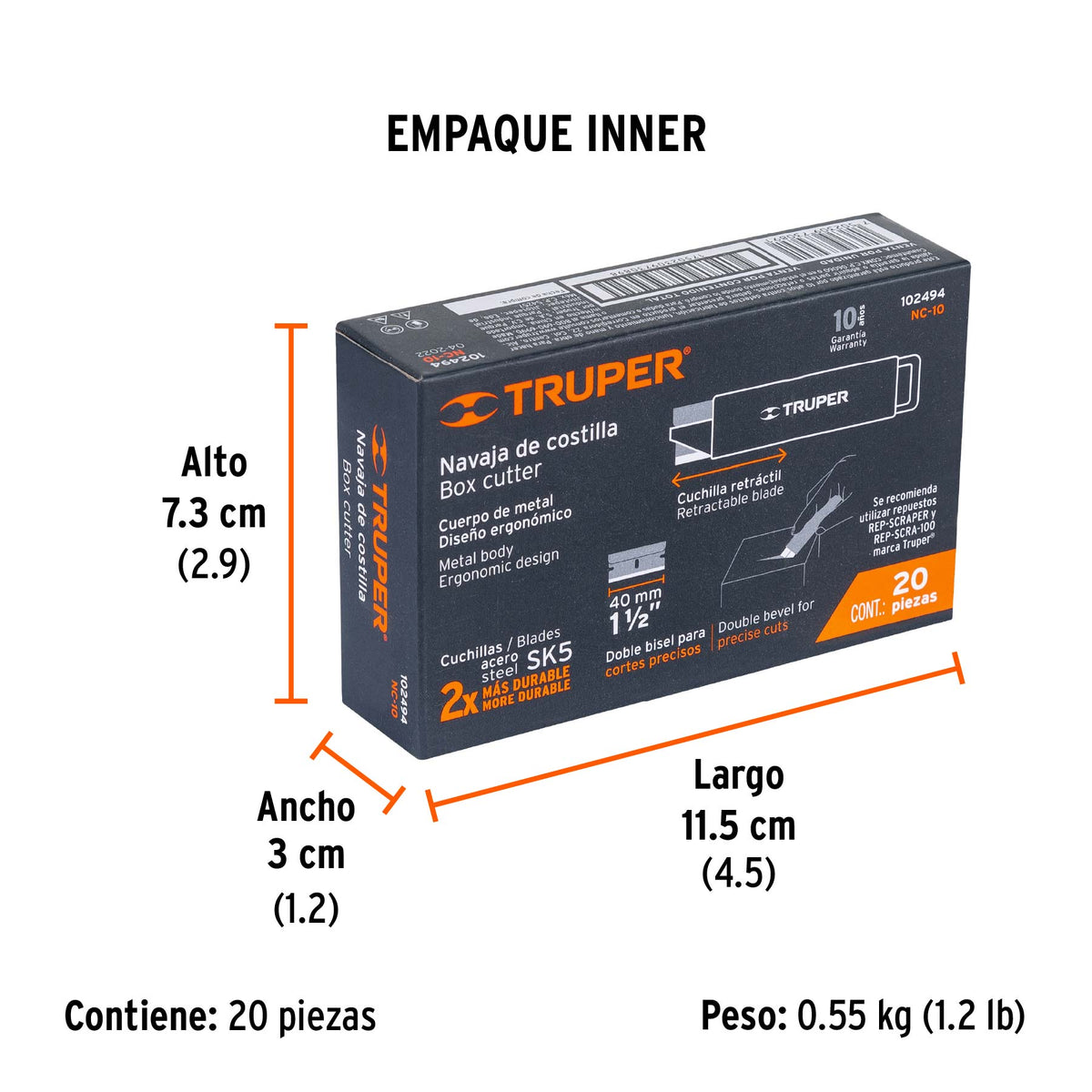 Navaja de costilla con cuerpo metálico, TRUPER, Truper, SKU 102494 — vista 6