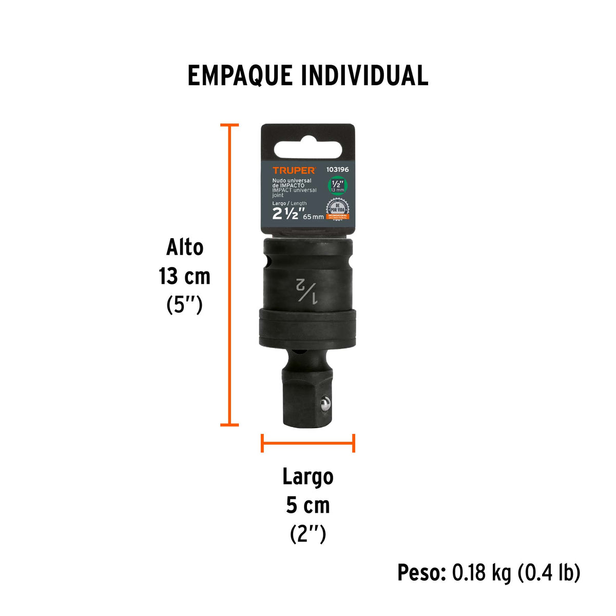 Nudo universal para dados de impacto cuadro 1/2', TRUPER, Truper, SKU 103196 — vista 5