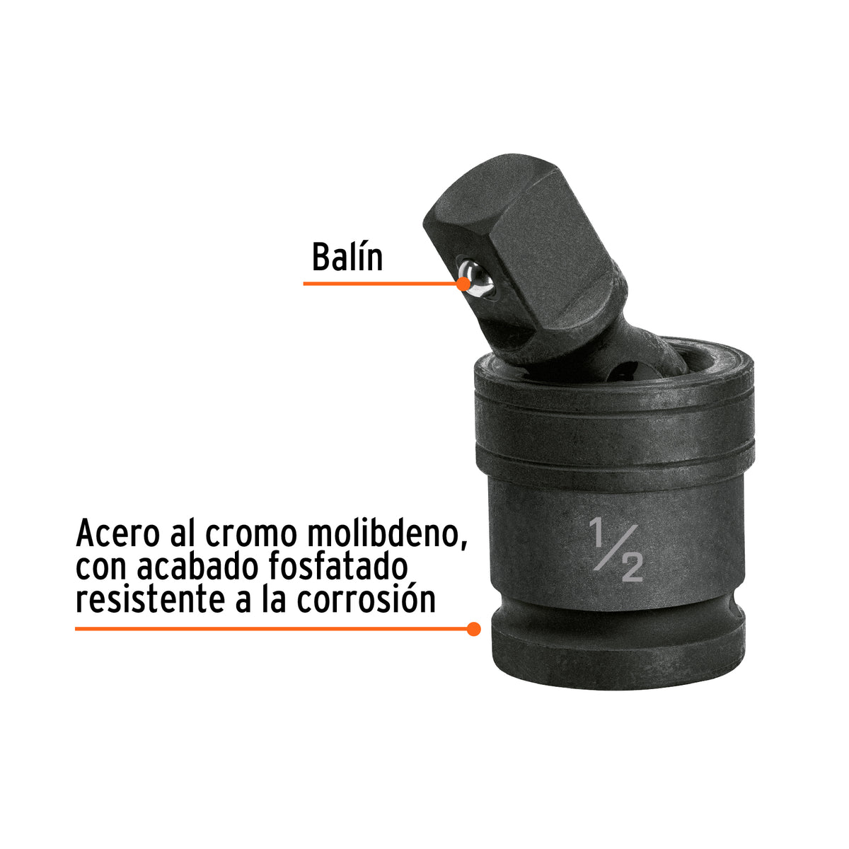 Nudo universal para dados de impacto cuadro 1/2', TRUPER, Truper, SKU 103196 — vista 3