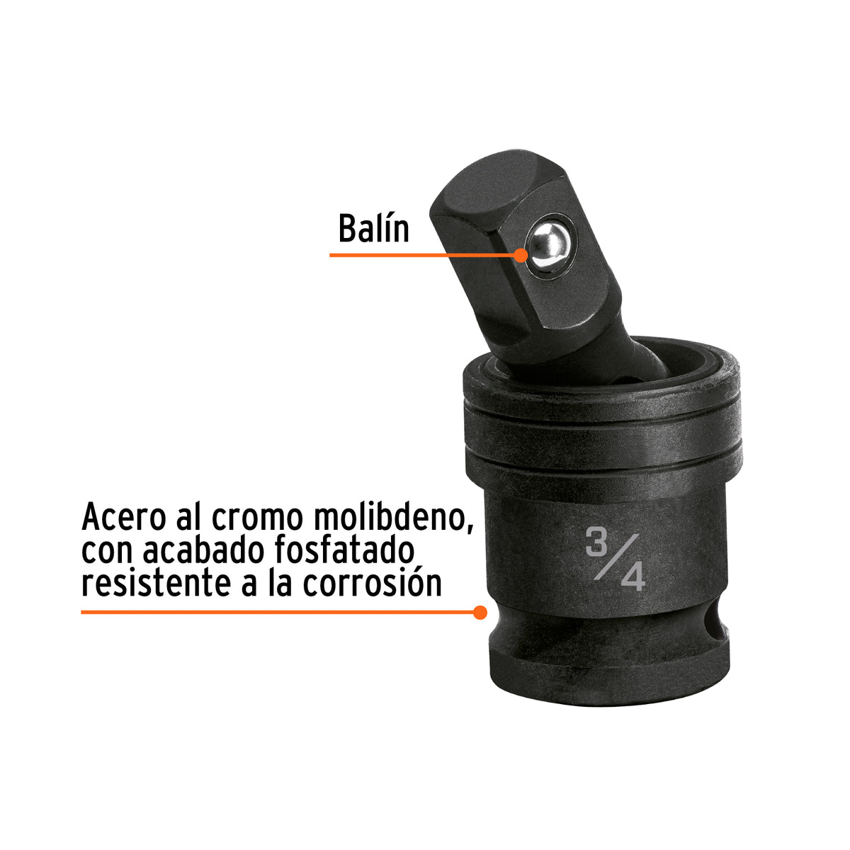 Nudo universal para dados de impacto cuadro 3/4', TRUPER, Truper, SKU 103197 — vista 3