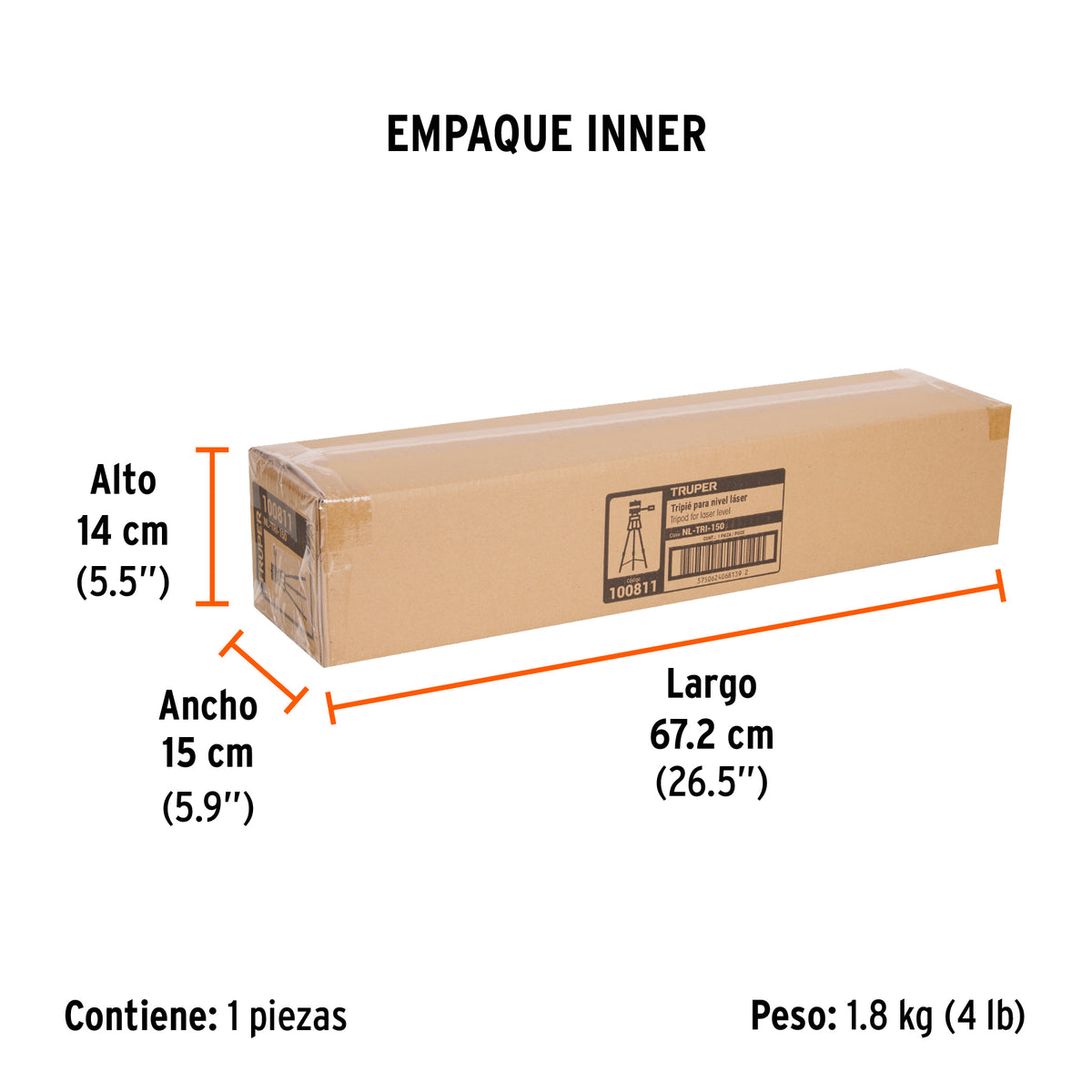 Tripié telescópico para nivel láser, altura max. 1.45 m, Truper, SKU 100811 — vista 6