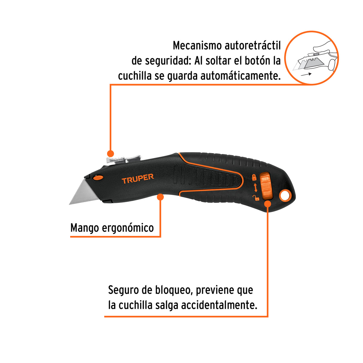 Navaja auto-retráctil de seguridad 7', TRUPER, Truper, SKU 100850 — vista 3