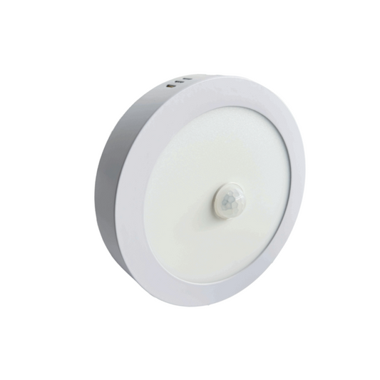 LÁMPARA SOBREPONER REDONDO CON SENSOR DE MOVIMIENTO IP20 12W 65K LUZ FRÍA TECNOLED DLSR12WBB-SR
