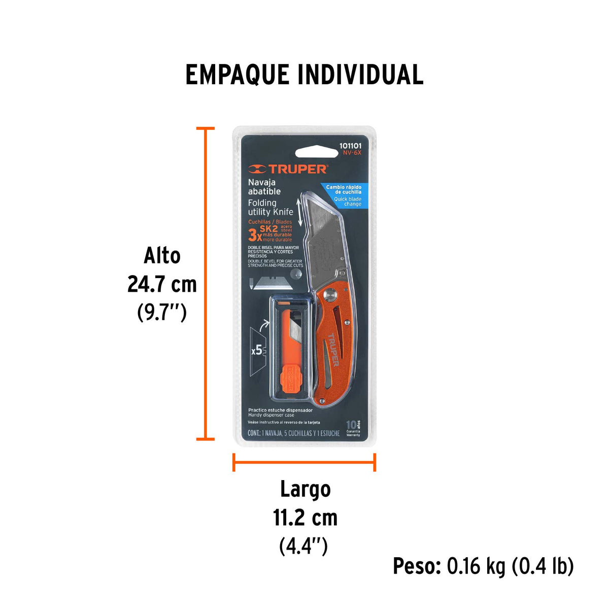 Navaja abatible 6' cuerpo de aluminio y acero inox, TRUPER, Truper, SKU 101101 — vista 5