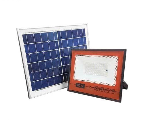 REFLECTOR LED 60W SOLAR (CON CONTROL) INCLUYE REFLECTOR, PANEL SOLAR, BATERIA, HERRAJES Y TORNILLERÍA