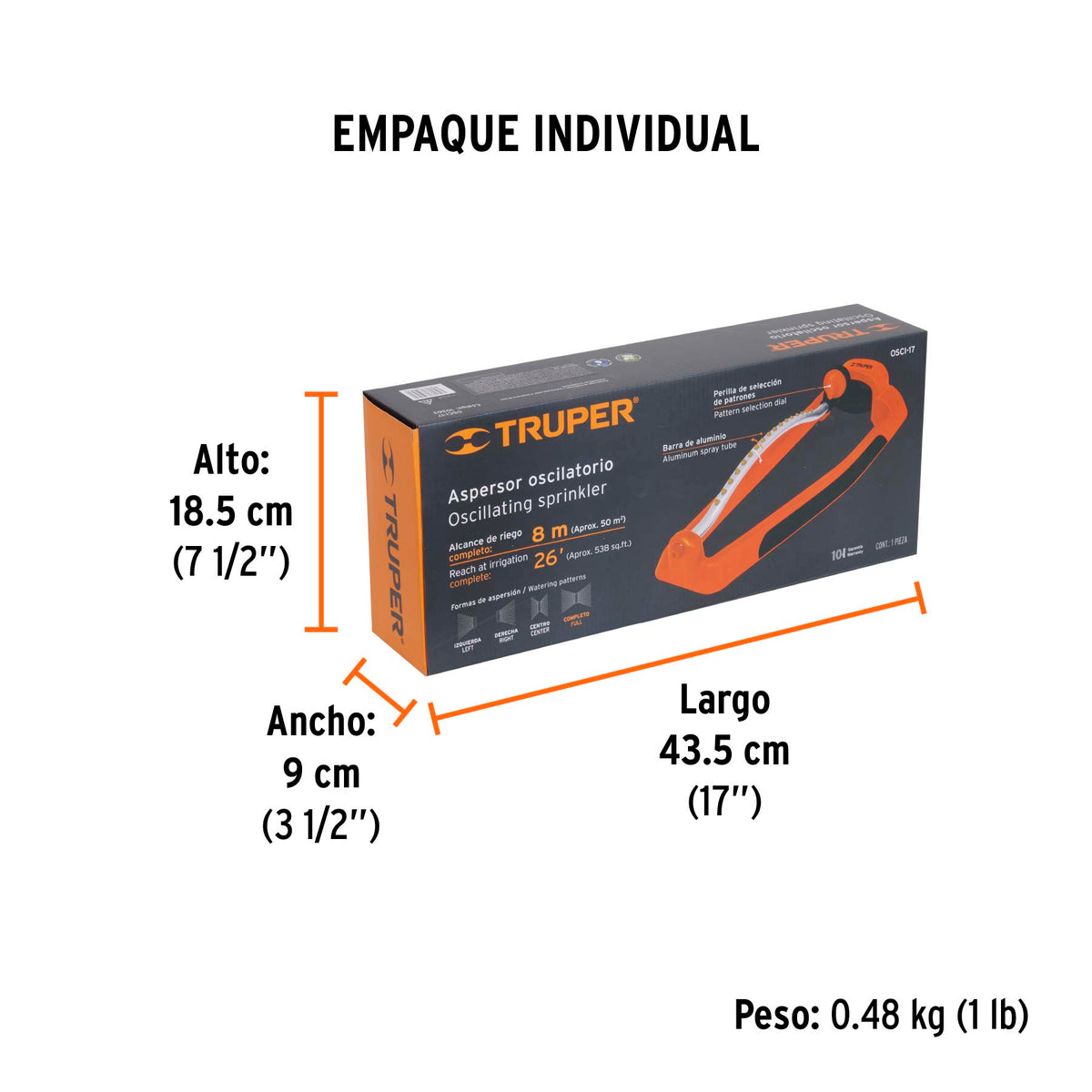 Aspersor oscilatorio, metal-plástico, TRUPER, Truper, SKU 10363 — vista 5