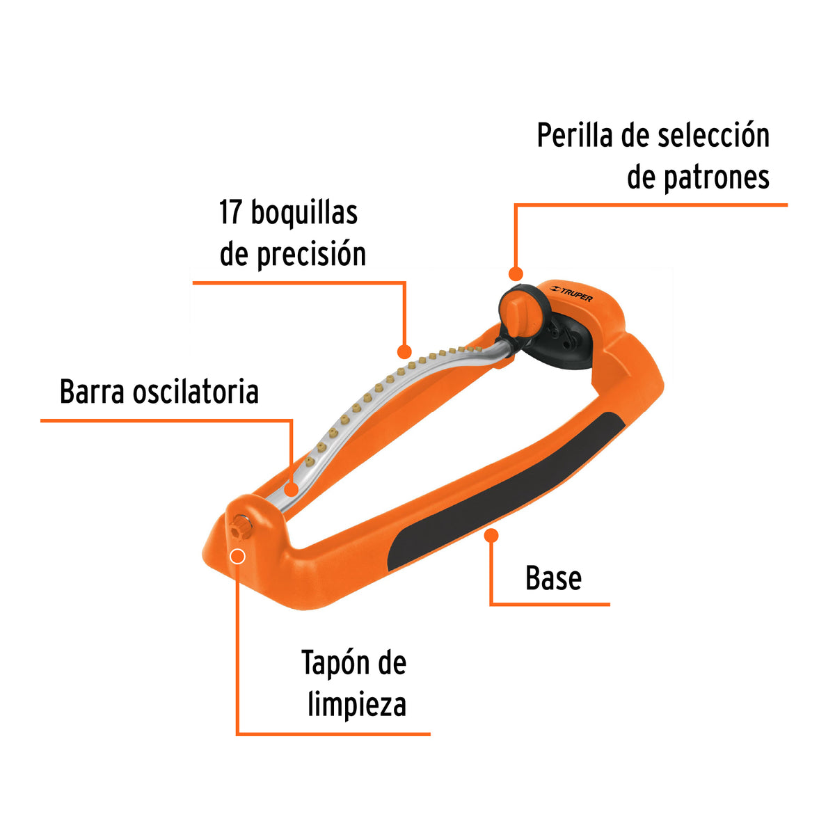 Aspersor oscilatorio, metal-plástico, TRUPER, Truper, SKU 10363 — vista 3
