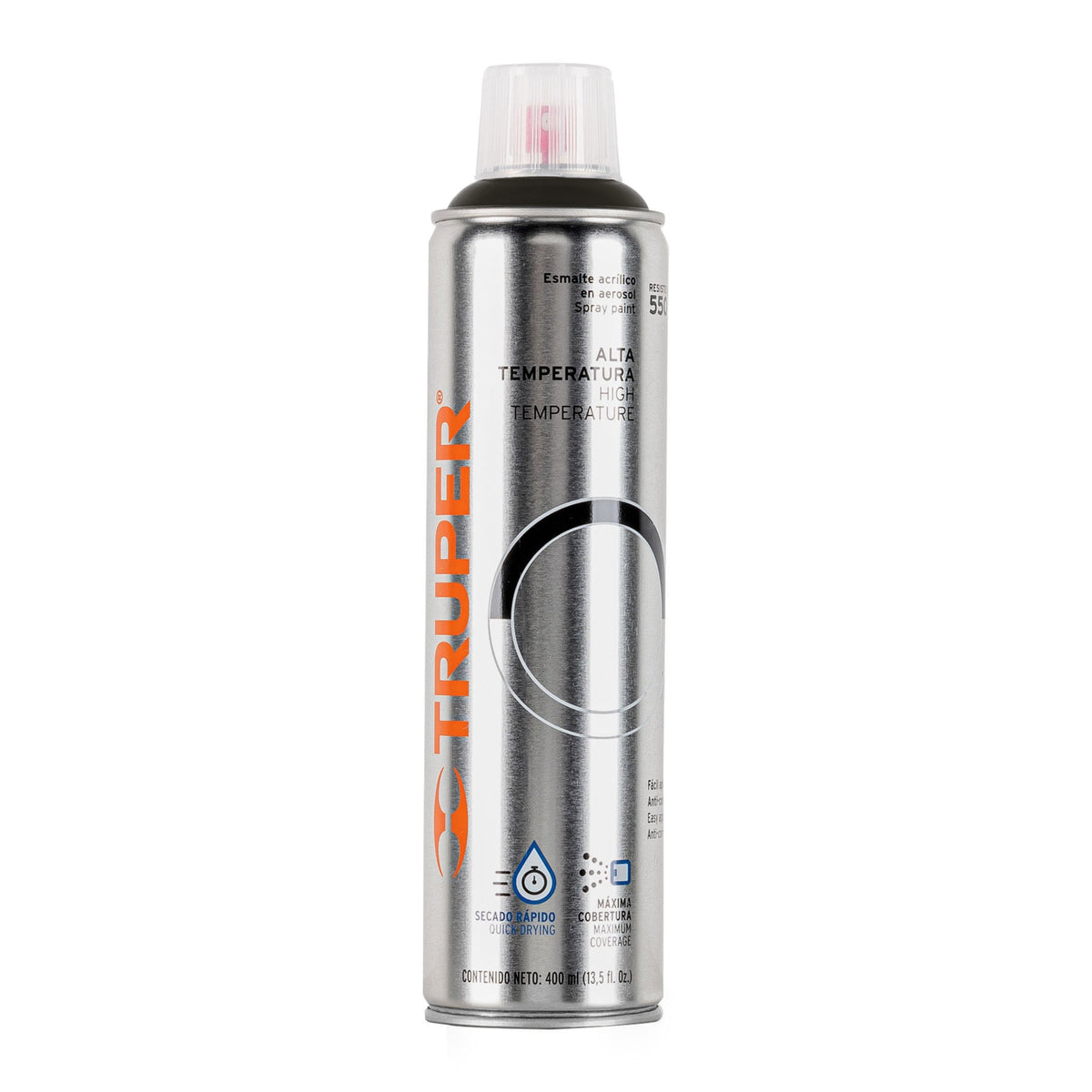 Pintura en aerosol alta temp. bote esbelto negro 400 ml — foto oficial 1