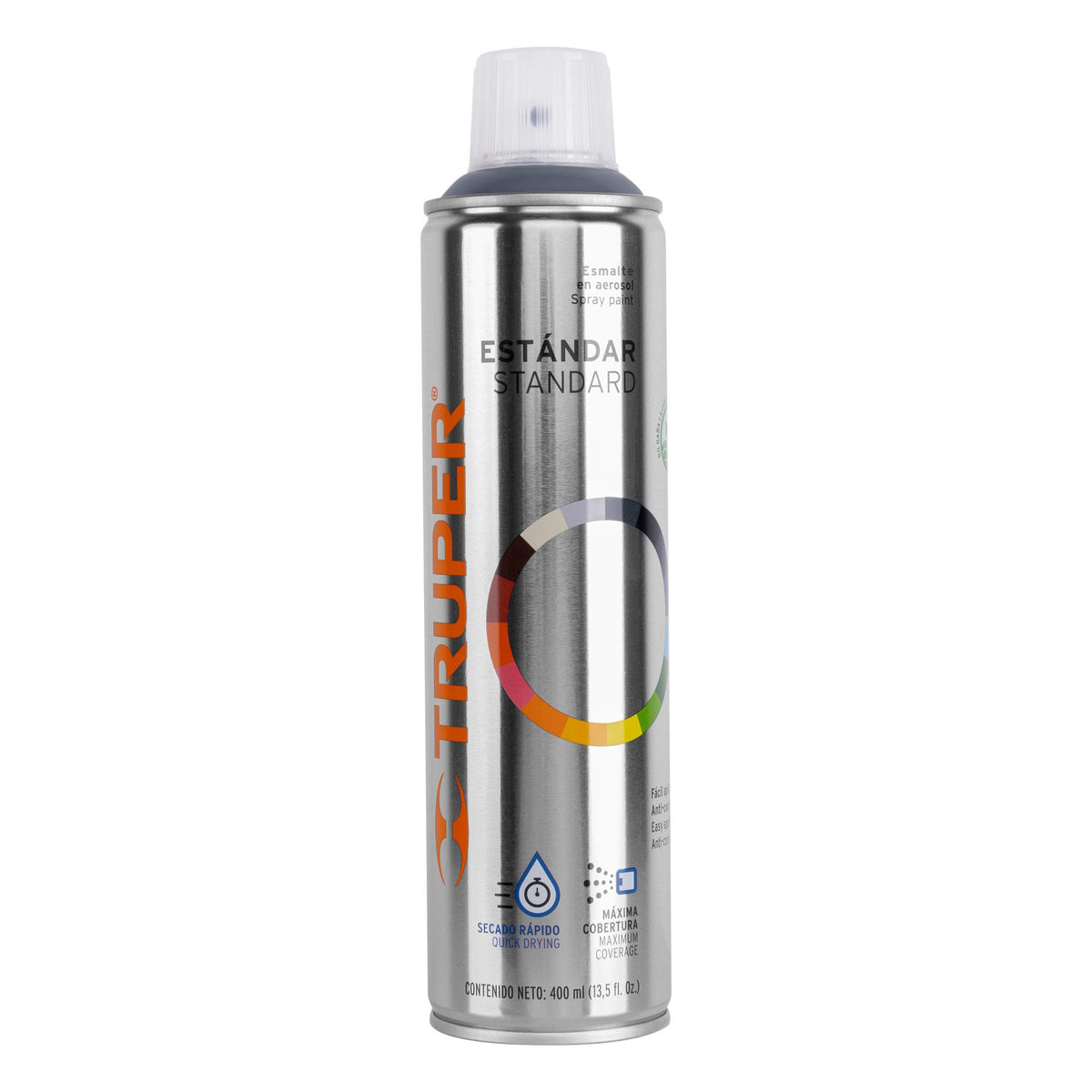 Pintura aerosol gris acero bote esbelto 400 ml TRUPER — foto oficial 1