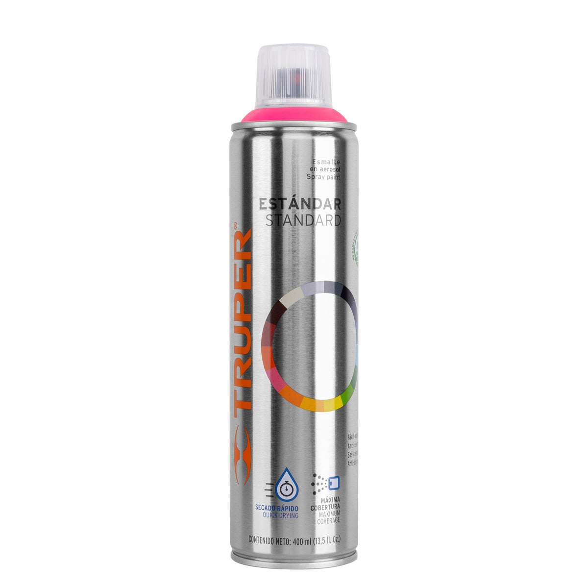 Pintura aerosol rosa mexicano bote esbelto 400 ml TRUPER — foto oficial 1