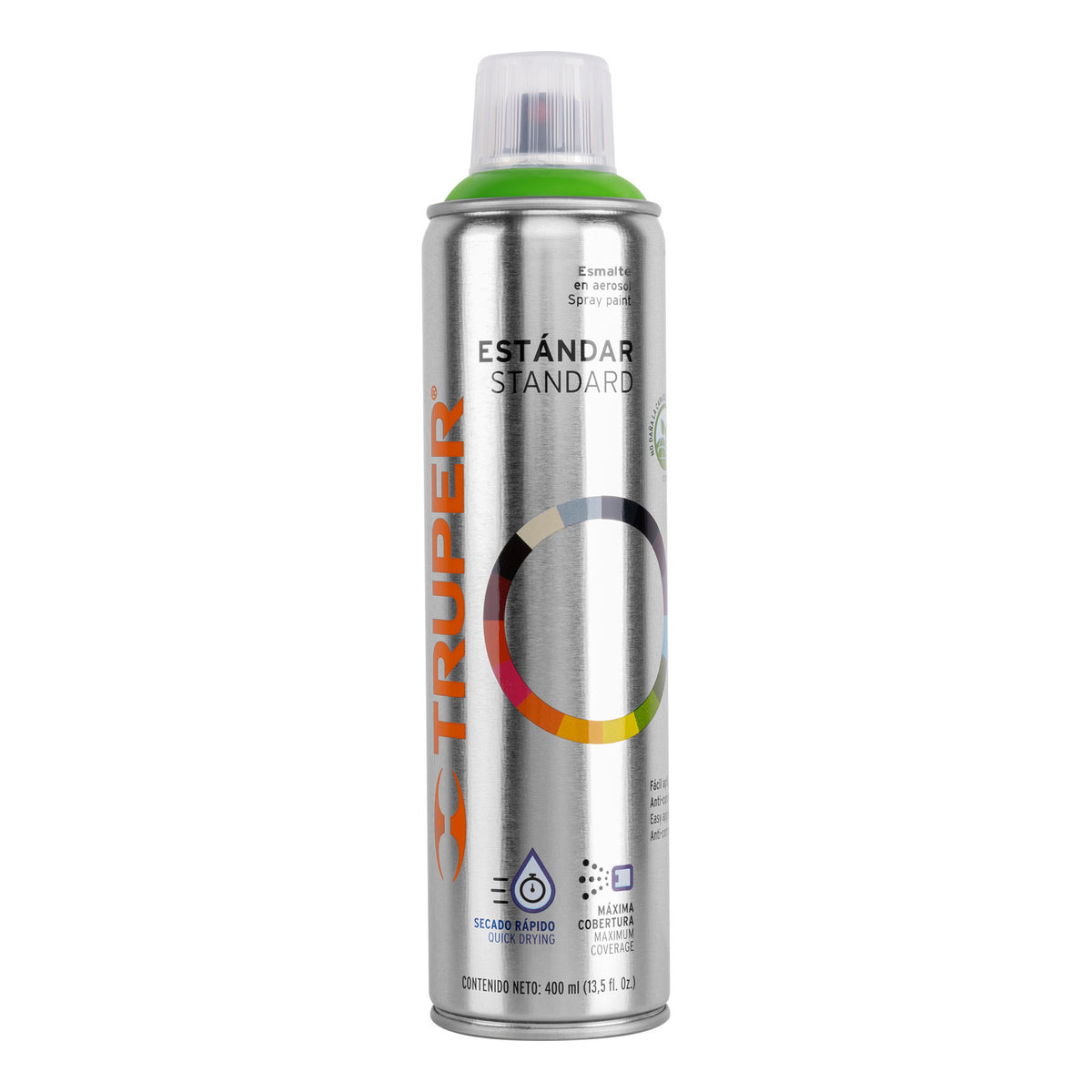 Pintura aerosol verde manzana bote esbelto 400 ml TRUPER — foto oficial 1