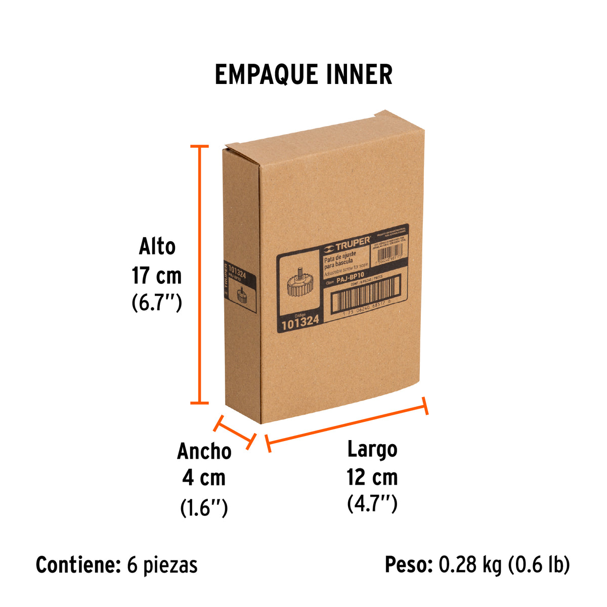 Pata ajustable para báscula electrónica de plataforma,10 mm, Truper, SKU 101324 — vista 6