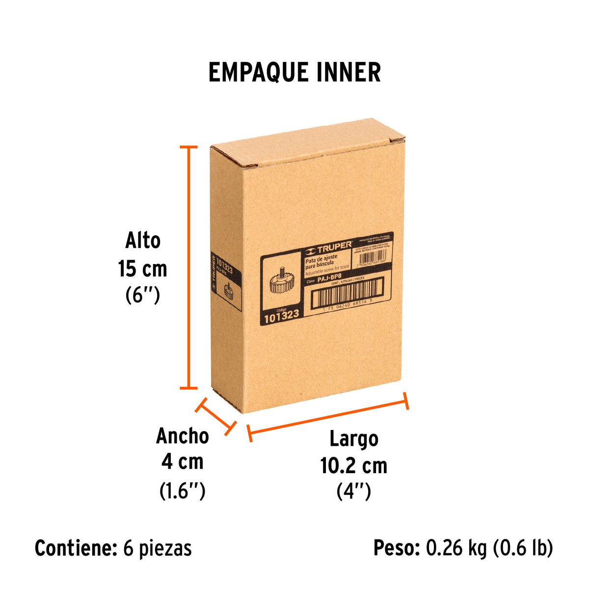 Pata ajustable para báscula electrónica de plataforma,8 mm, Truper, SKU 101323 — vista 6