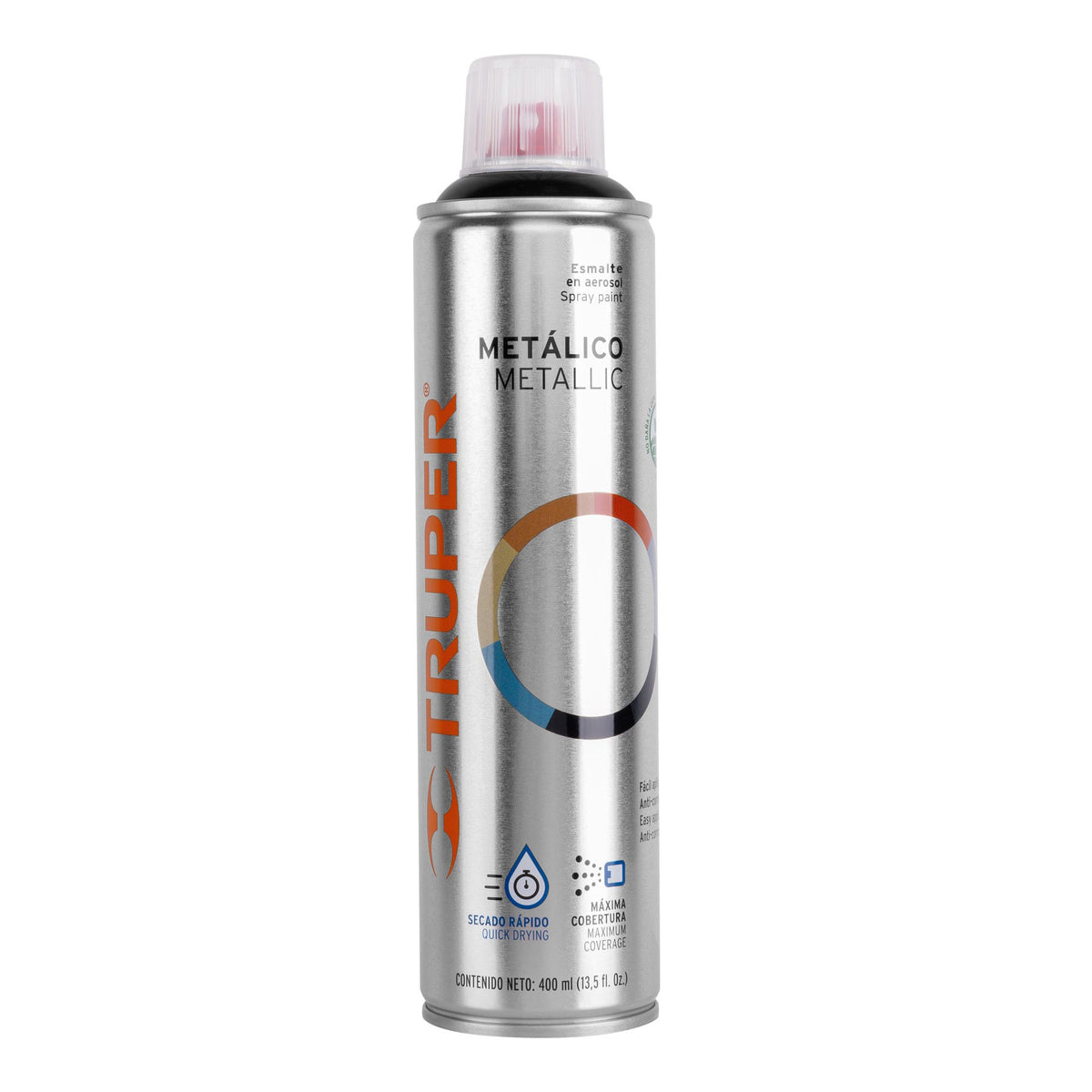 Pintura en aerosol negro metálico bote esbelto 400 ml — foto oficial 1