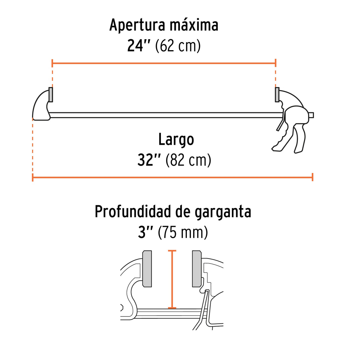 Prensa de ajuste rápido 24' uso rudo, cuerpo nylon, EXPERT, Expert, SKU 100144 — vista 3