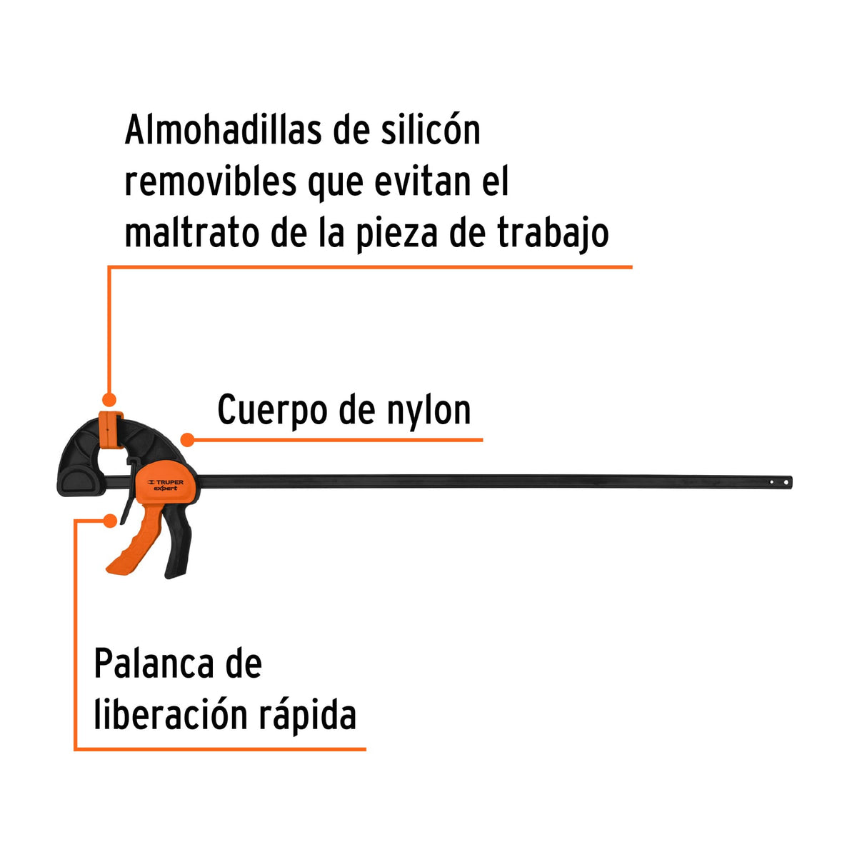 Prensa de ajuste rápido 30' uso rudo, cuerpo nylon, EXPERT, Expert, SKU 102640 — vista 3
