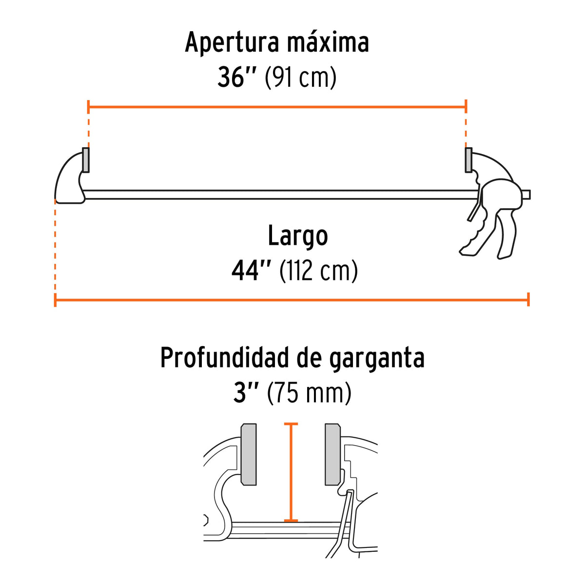 Prensa de ajuste rápido 36' uso rudo, cuerpo nylon, EXPERT, Expert, SKU 102641 — vista 4