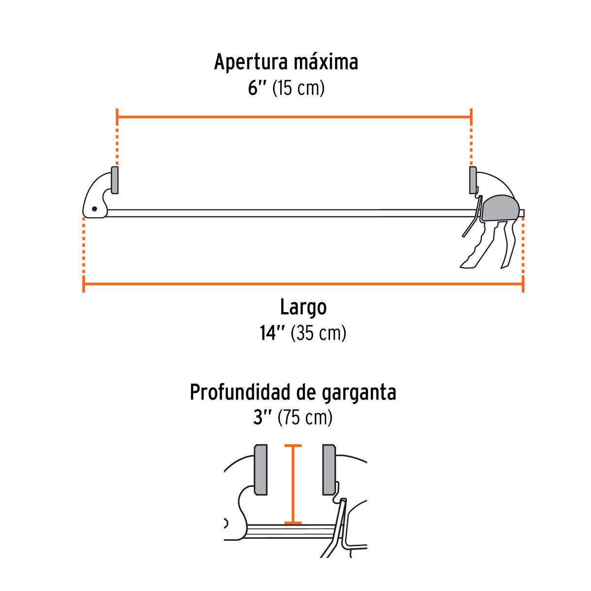Prensa de ajuste rápido 6' uso rudo, cuerpo nylon, EXPERT, Expert, SKU 100142 — vista 3