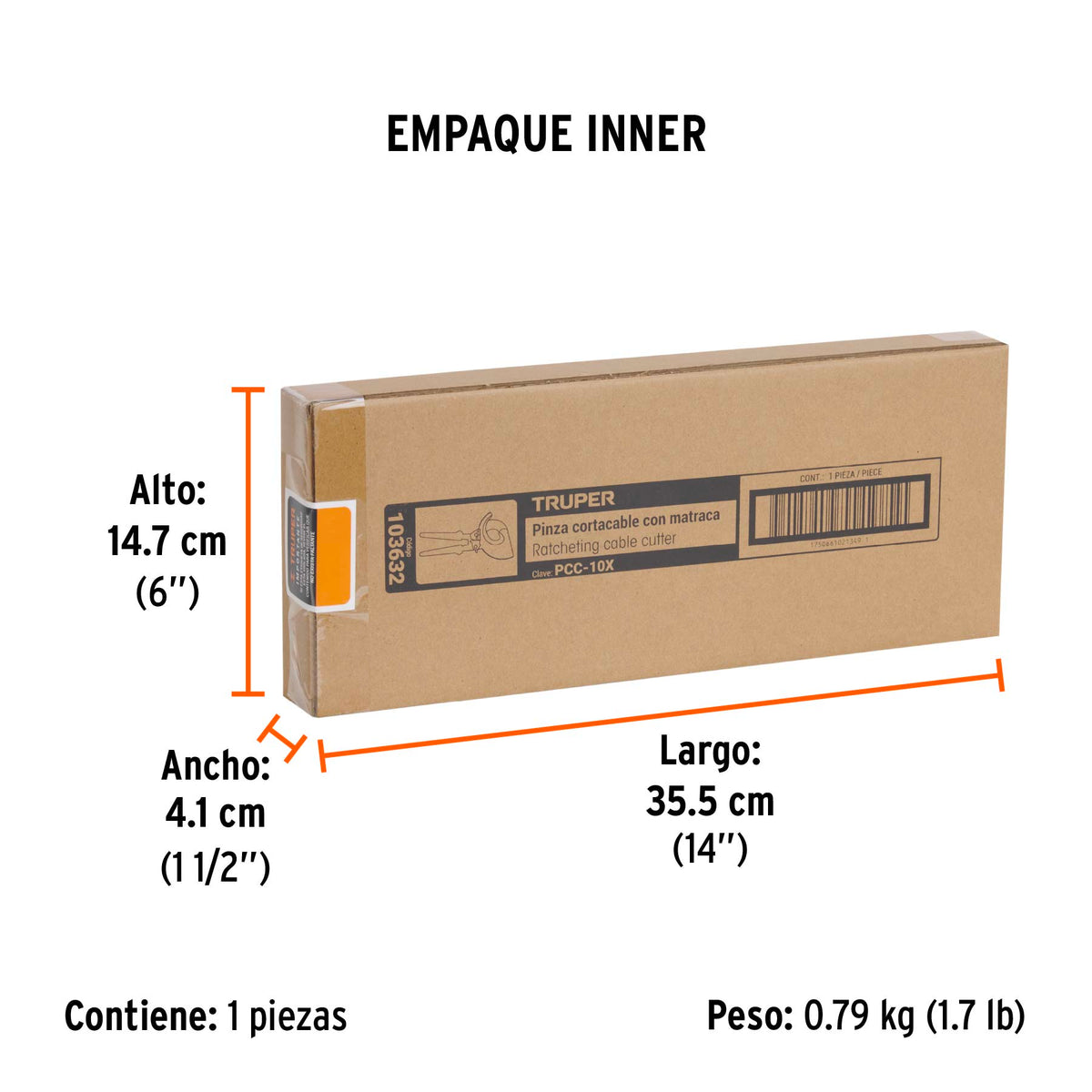 Pinzas cortacable de trinquete 10', TRUPER EXPERT, Expert, SKU 103632 — vista 6