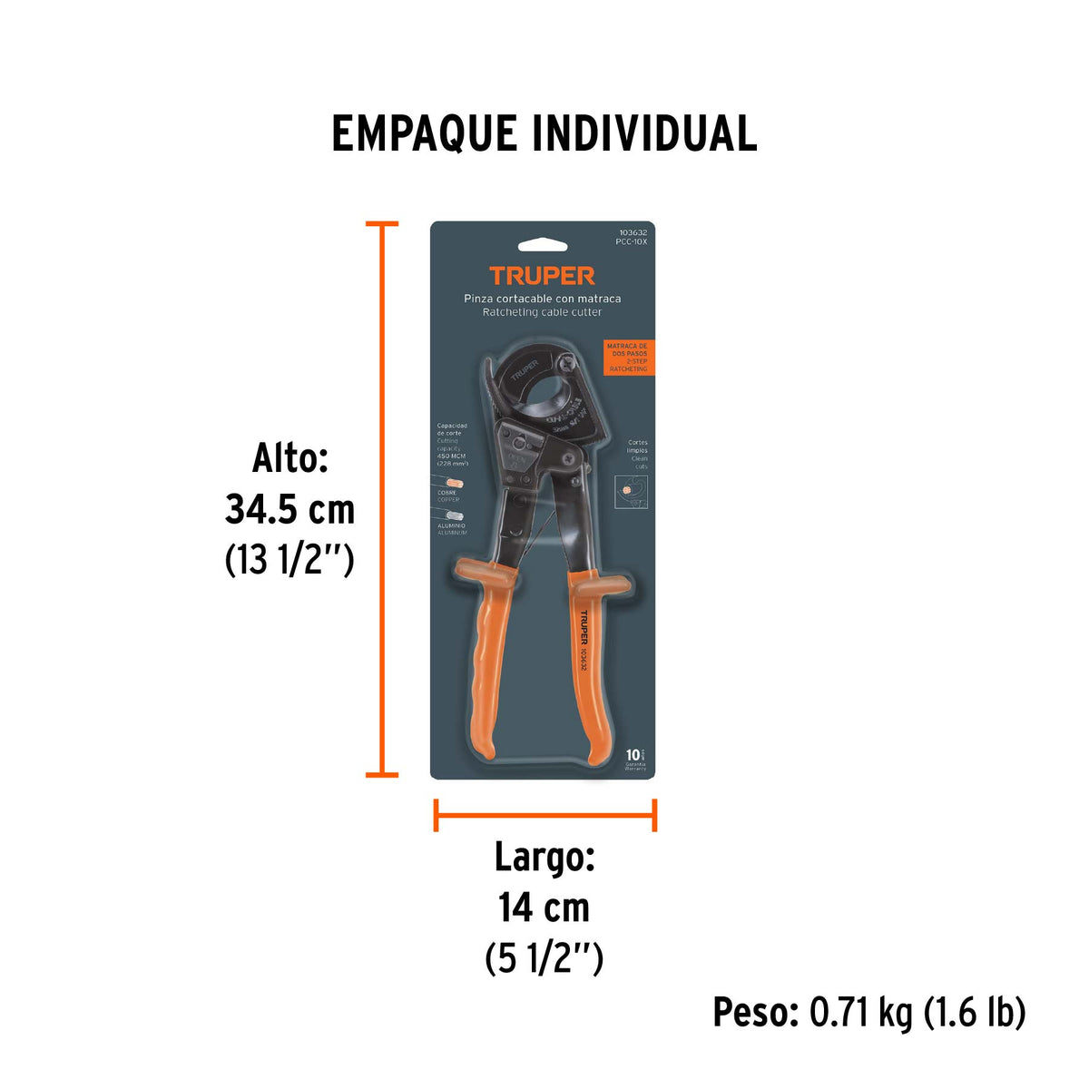 Pinzas cortacable de trinquete 10', TRUPER EXPERT, Expert, SKU 103632 — vista 5