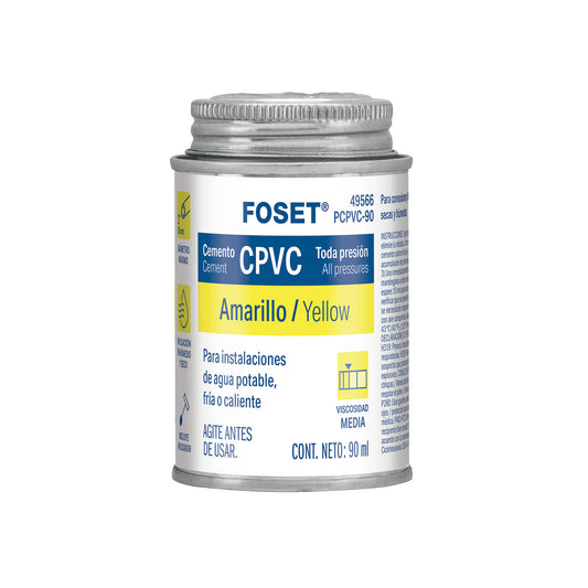 CEMENTO PARA CPVC EN BOTE DE 90 ML BAJA PRESION FOSET 49566 PCPVC-90