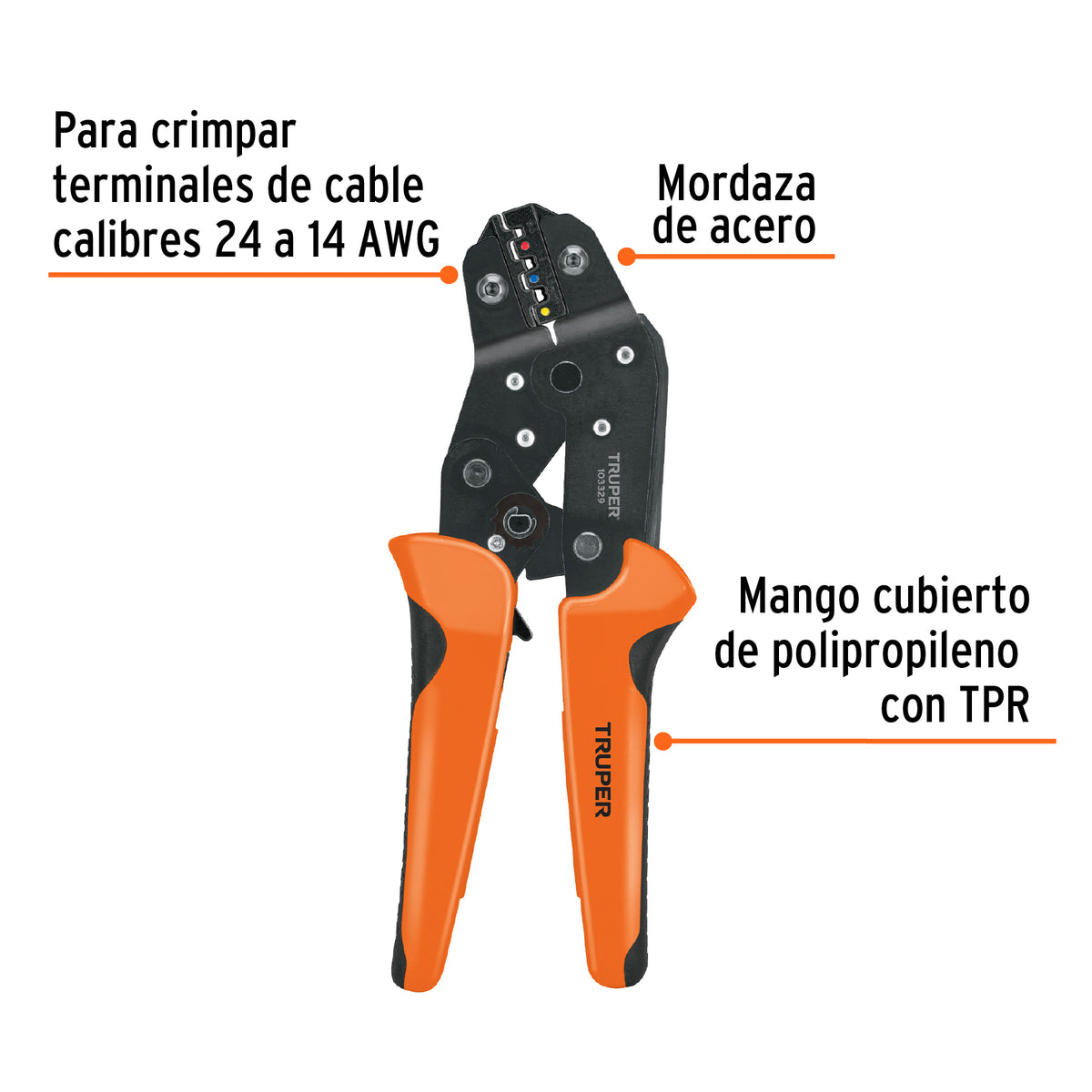 Kit de crimpadora y 500 terminales con aislamiento, TRUPER, Truper, SKU 103328 — vista 3