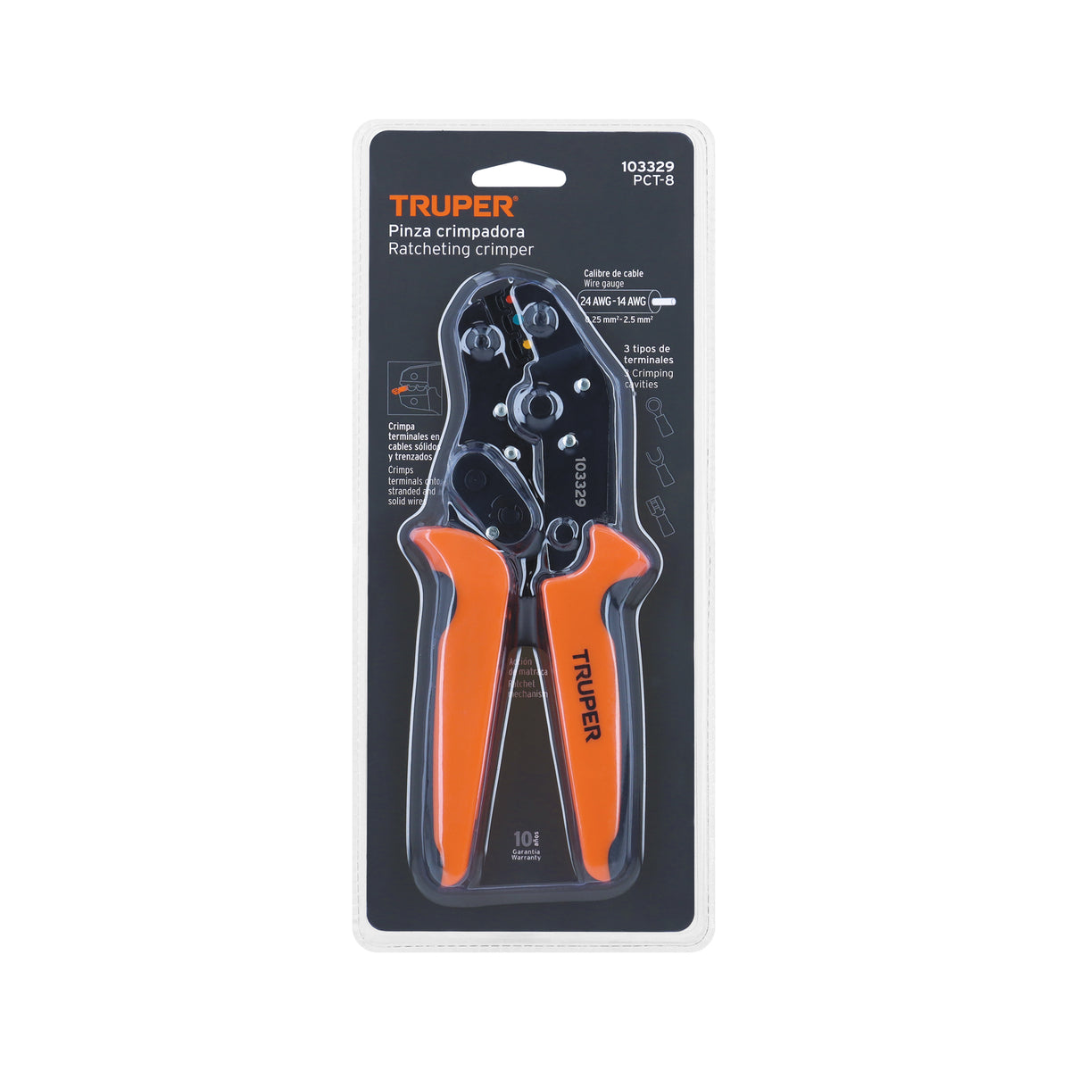 Pinza de crimpado para terminales, TRUPER, Truper, SKU 103329 — vista 2